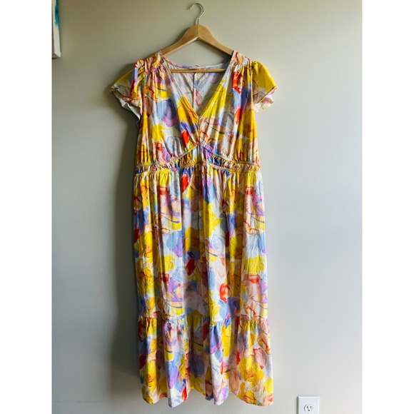 Ingrid & Isabel Maternity Dresses & Skirts - Ingrid & Isabel Maternity Size XXL Blue and Pink Floral Modern Maxi House Dress